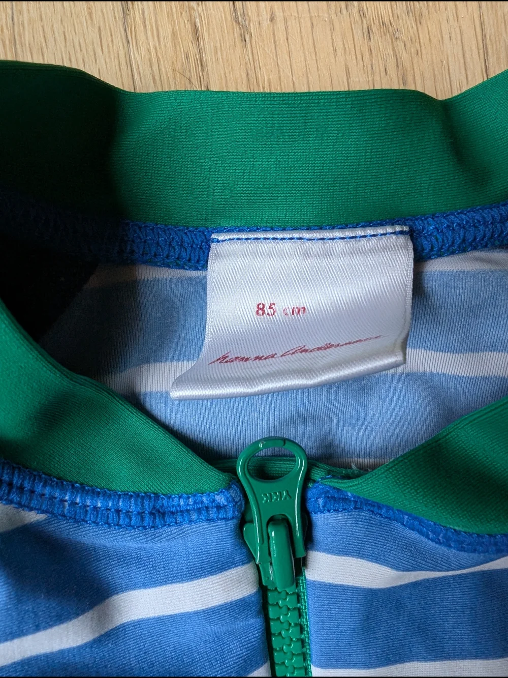 Hanna Andersson Blue & Green Striped Short-Sleeve Swim Romper